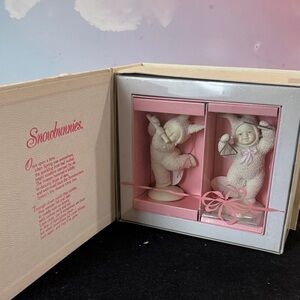 Vintage Snowbunnies Figurine Set hop skip, and melody set. Department 56. 1990’s